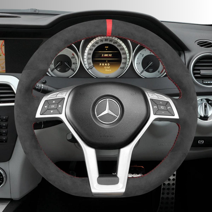 Steering Wheel Cover wrap for Mercedes-benz C-Class W204 / E-Class W212 / CLS-Class C218 / GLA 45 AMG X156 / SL-Class R231 / SLK-Class R172 2012-2016