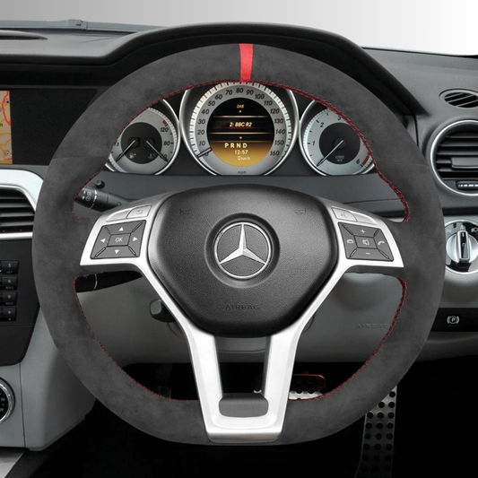 Steering Wheel Cover wrap for Mercedes-benz C-Class W204 / E-Class W212 / CLS-Class C218 / GLA 45 AMG X156 / SL-Class R231 / SLK-Class R172 2012-2016