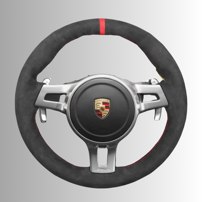 Steering Wheel Cover wrap for Porsche 911 (991) 2009-2016 / Boxster (981) 2009-2016 / Cayman (981) 2009-2016 / Cayenne 2011-2014 / Panamera 2013-2016